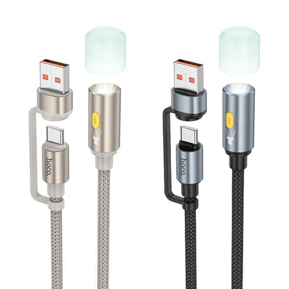 Câble Led HOCO UA38C, USB-C / USB-A, 0.3m, Doré