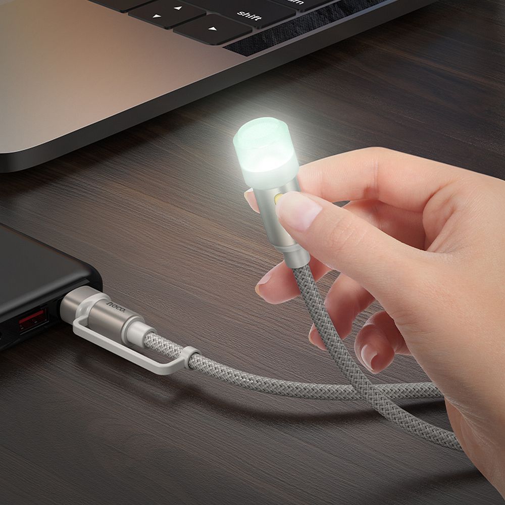 HOCO UA38C LED Cable, USB-C / USB-A, 0.3m, Black