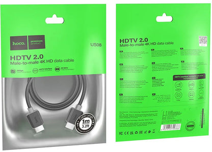 Câble Vidéo HOCO US08, HDMI - HDMI, 4K, 1m, Noir