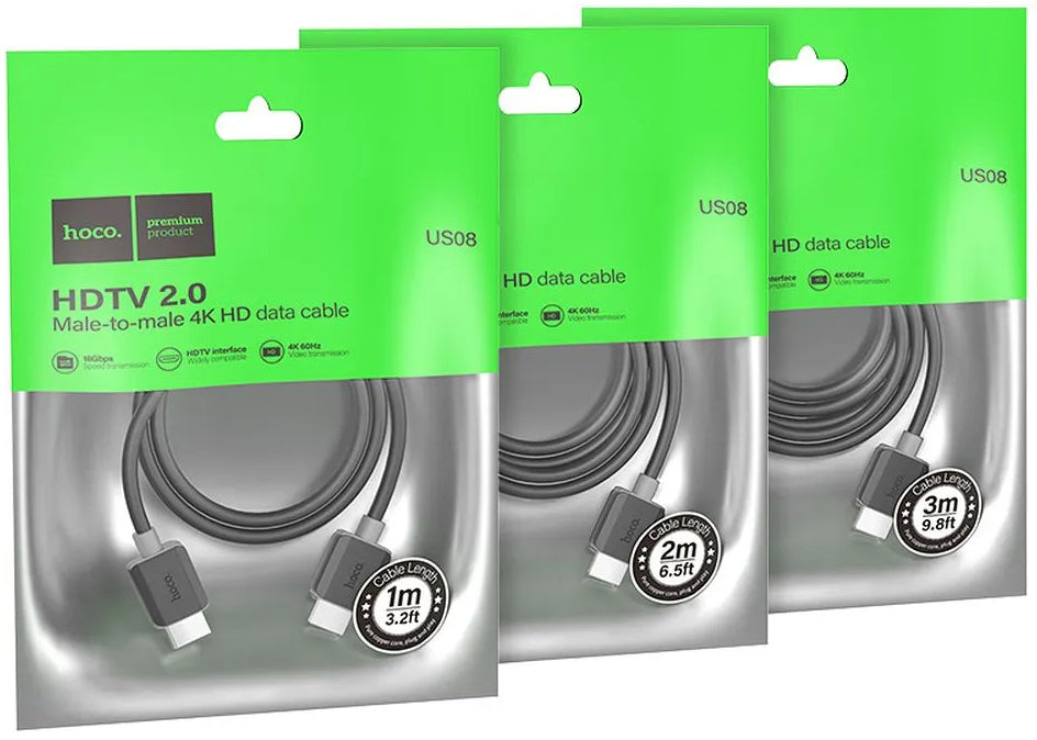 Câble Vidéo HOCO US08, HDMI - HDMI, 4K, 1m, Noir