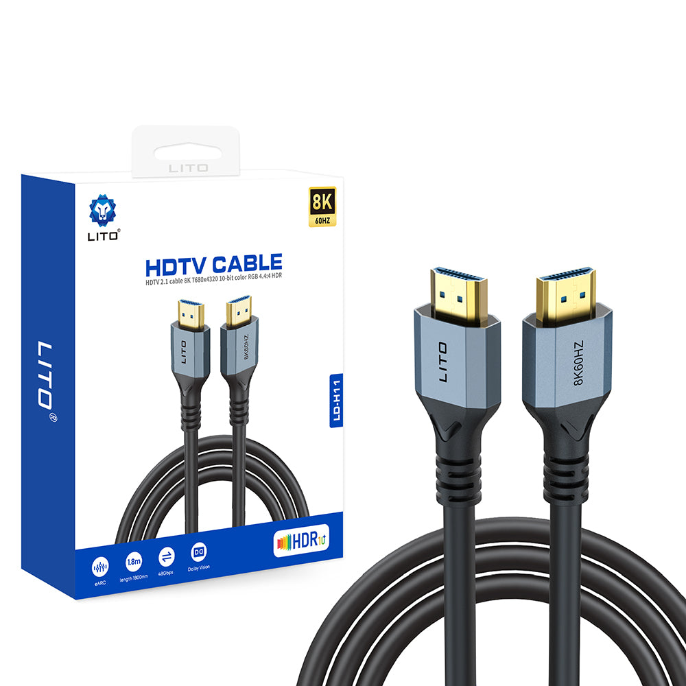Câble vidéo Lito HD119, HDMI - HDMI, 8K, 1,8 m, Noir