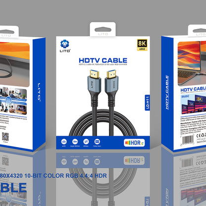 Câble vidéo Lito HD119, HDMI - HDMI, 8K, 1,8 m, Noir