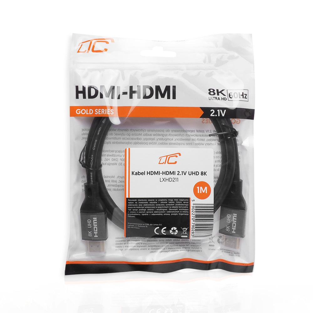 Câble Vidéo LTC Gold, HDMI - HDMI, 8K, 1m, Noir