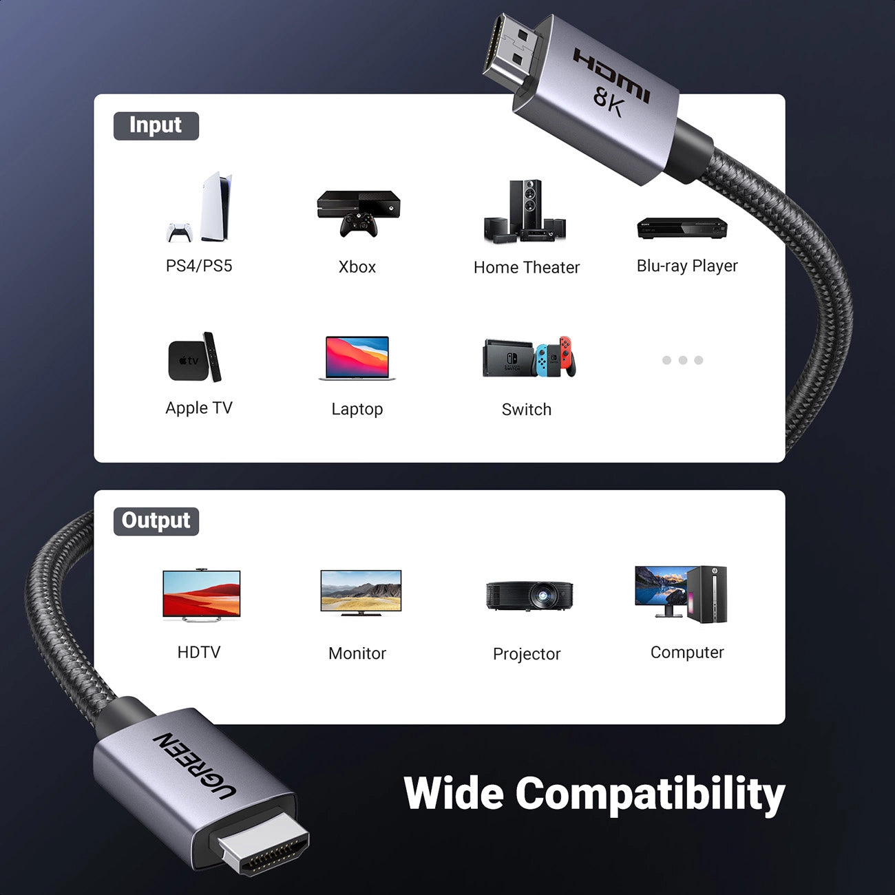 UGREEN HD171 Video Cable, HDMI - HDMI, 8K, 3m, Black