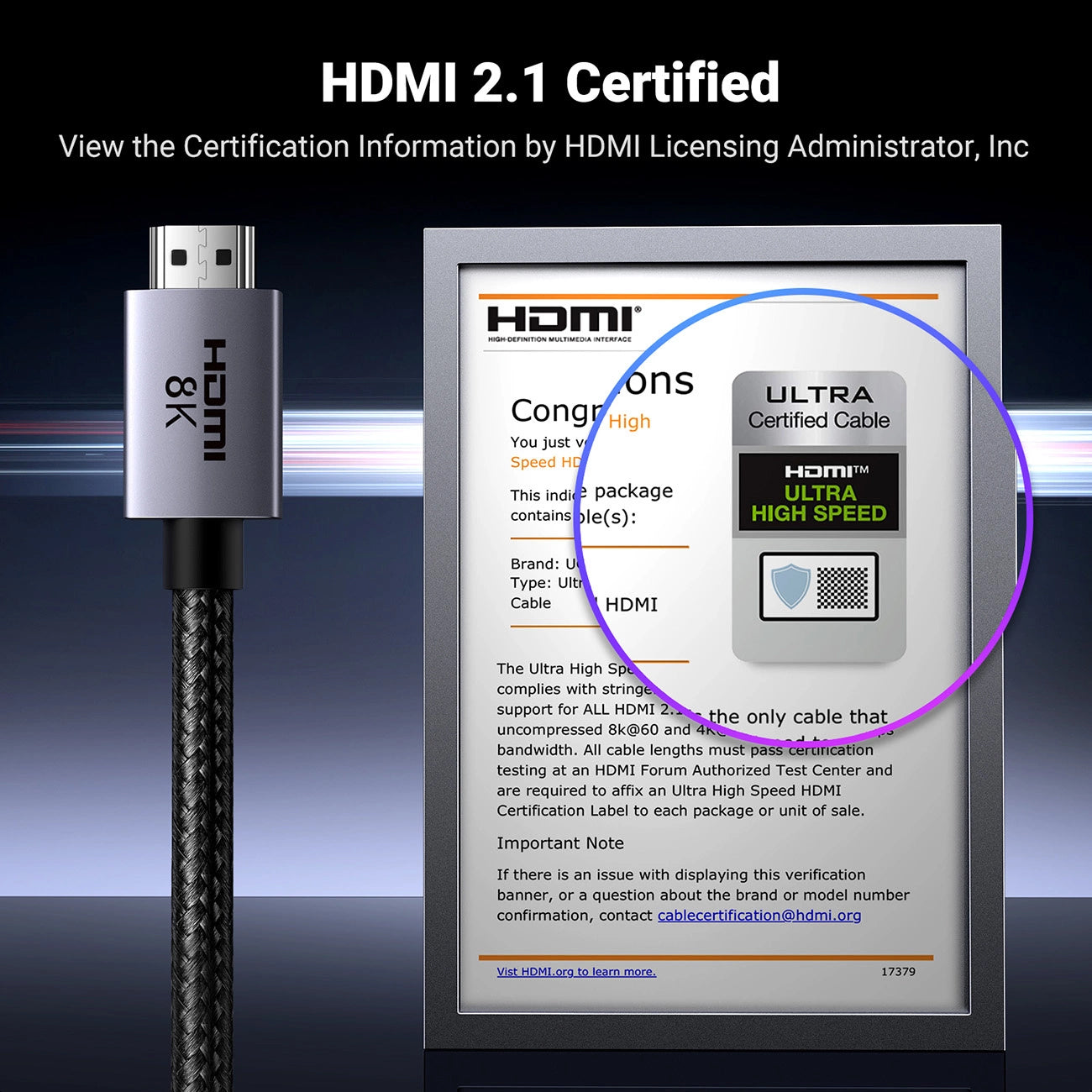 UGREEN HD171 Video Cable, HDMI - HDMI, 8K, 3m, Black