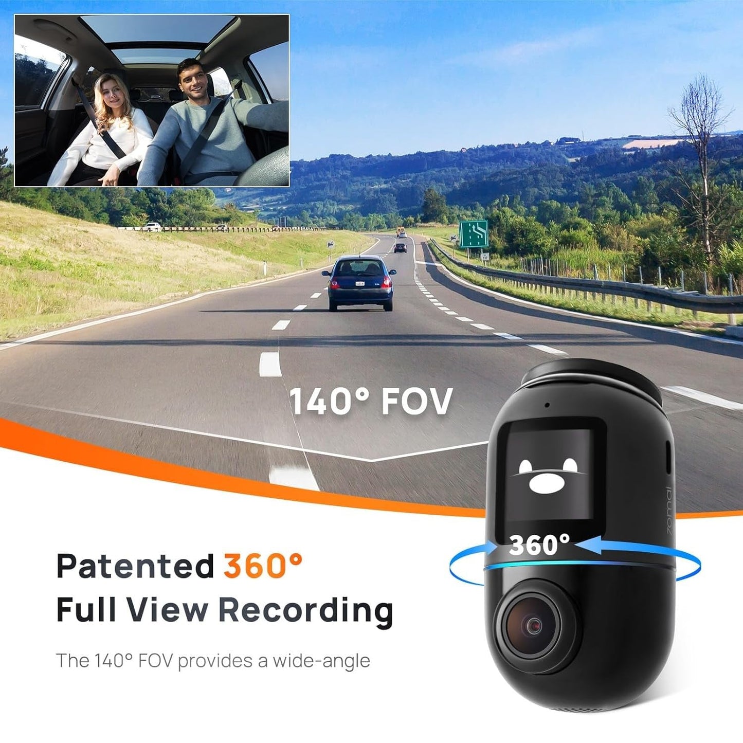 70mai Dash Cam Omni 360 X200, 1080P, 32Gb, Wi-Fi, GPS, AI, Voice Control, 1.2inch Display X200-32-BK