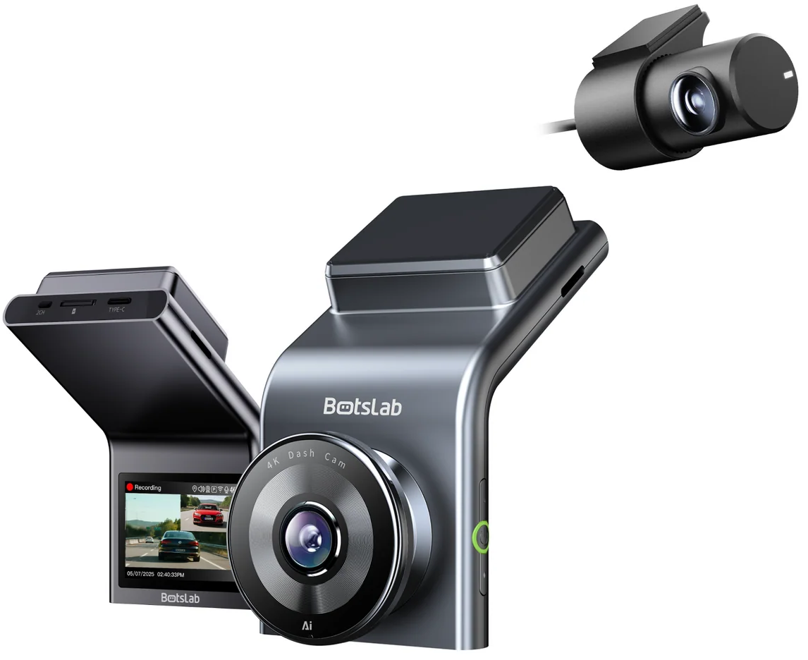 Botslab G300H Plus Front and Rear Car Camera, 4K, Wi-Fi, GPS, 2.4-inch Display