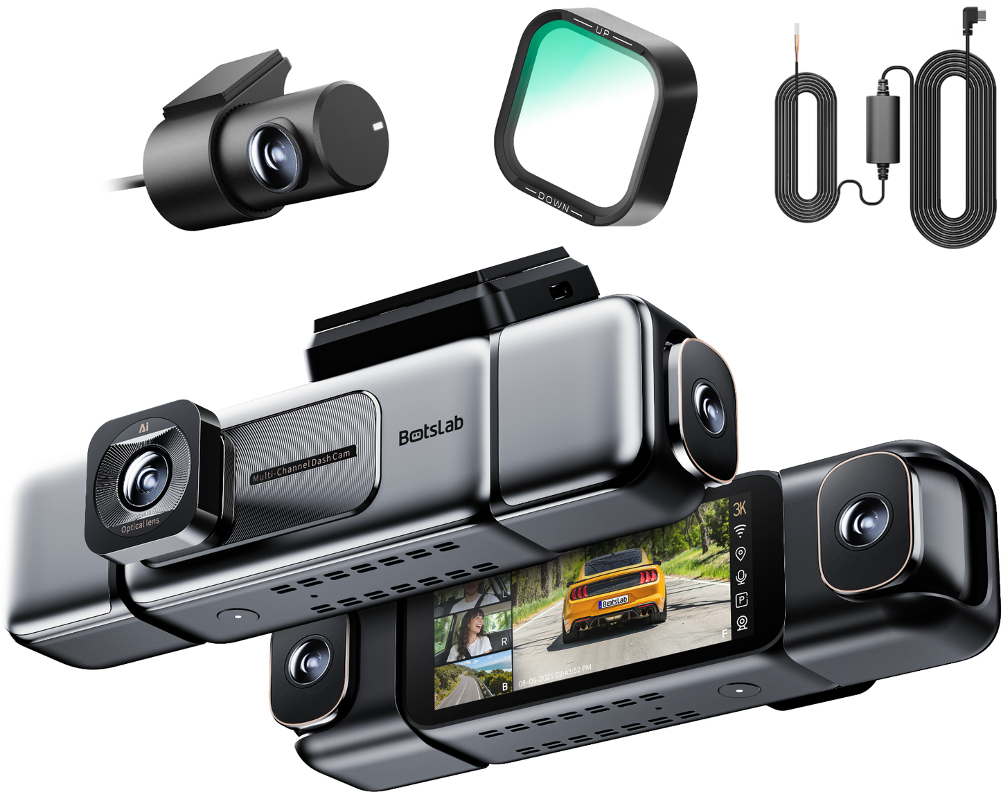 Botslab G980H 4CH Voor- en Achteruitrijcamera, 3K, Wi-Fi, GPS, 3,18 inch Display