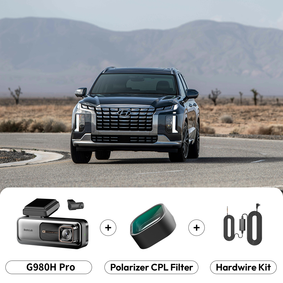Botslab G980H Pro Voor- en Achteruitrijcamera, 4K, Wi-Fi, GPS, 2,45 inch Display