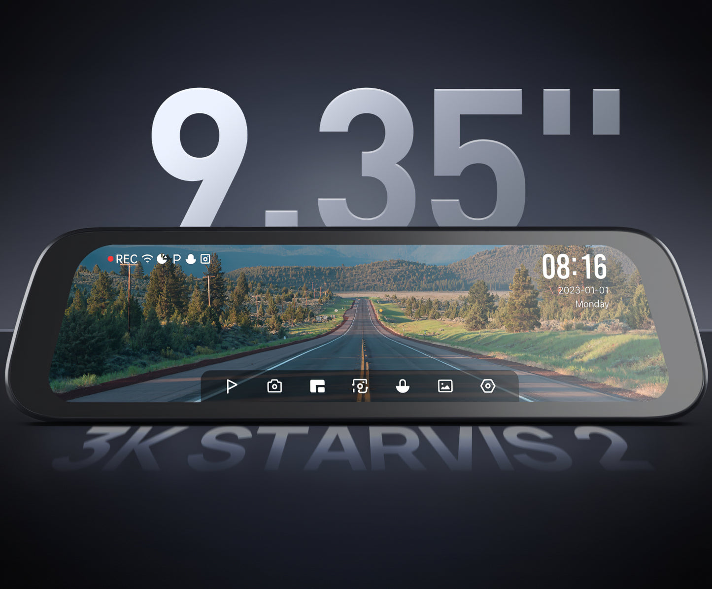 Caméra Auto Avant Arrière 70mai Dash Cam S500, 3K, Wi-Fi, Écran 9.35 pouces
