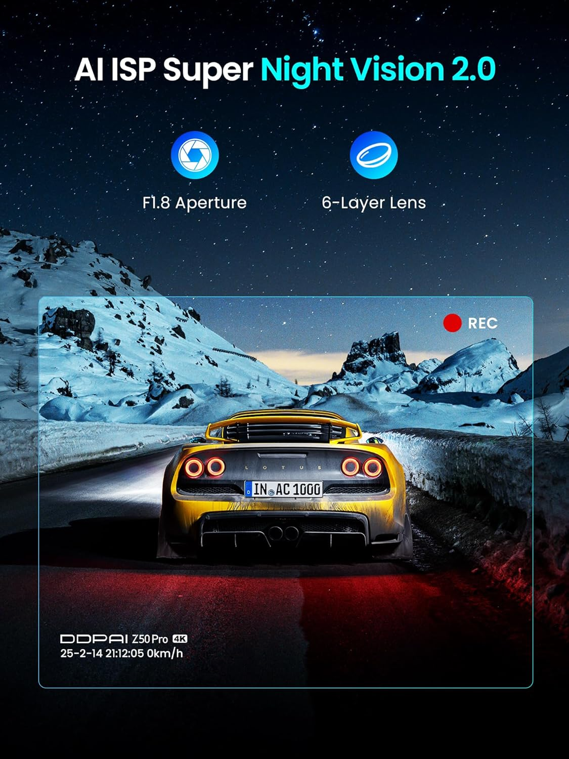 Caméra Auto Avant Arrière DDPAI Z50 Pro Dual, 4K, Wi-Fi, GPS, Écran 3 pouces
