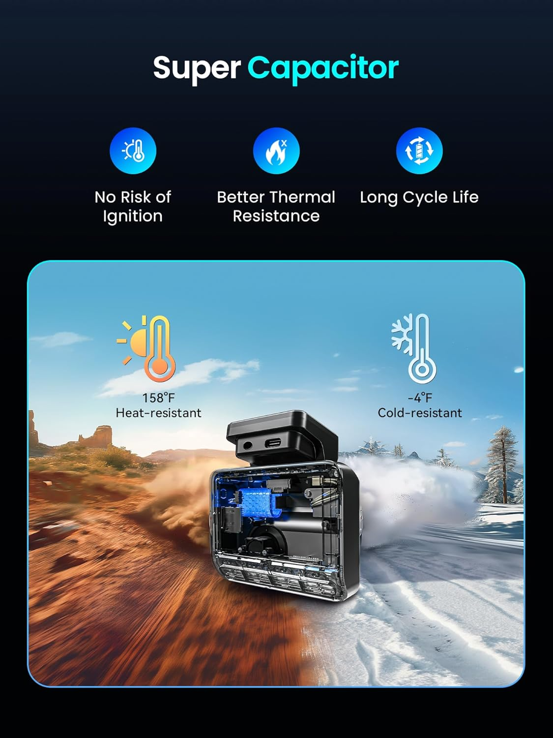 Caméra Auto Avant Arrière DDPAI Z50 Pro Dual, 4K, Wi-Fi, GPS, Écran 3 pouces