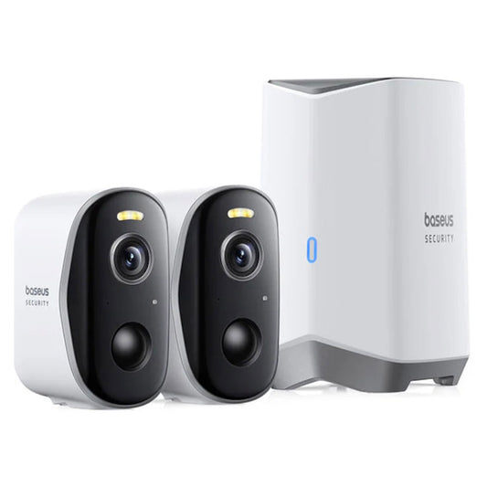 Caméra de Surveillance Baseus N1 Plus, Wi-Fi, 2K, IP67, Extérieur, Set 2 pièces, Blanche S0TW012131