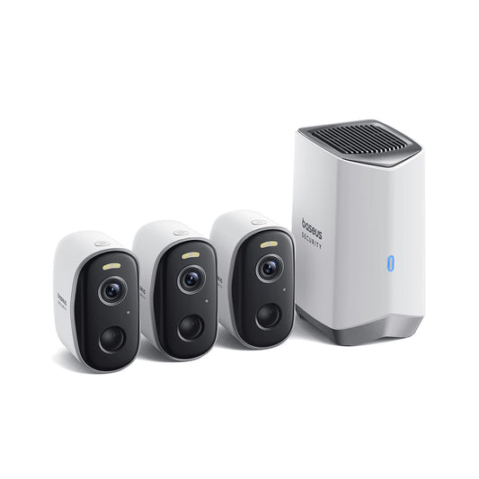 Caméra de Surveillance Baseus N1, Wi-Fi, 2K, IP67, Extérieur, Set 3 pièces, Blanche S0TW022131