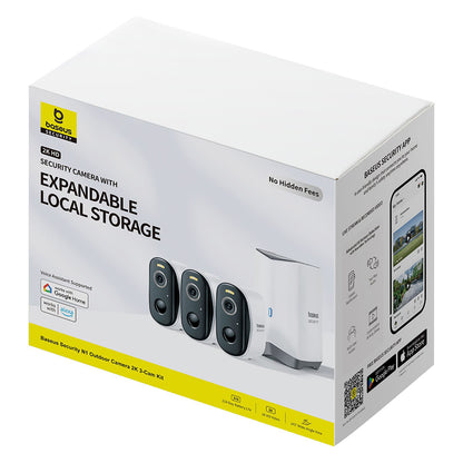 Caméra de Surveillance Baseus N1, Wi-Fi, 2K, IP67, Extérieur, Set 3 pièces, Blanche S0TW022131