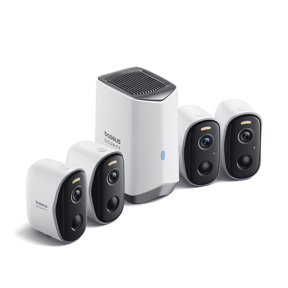 Baseus N1 Bewakingscamera, Wi-Fi, 2K, IP67, Buiten, Set van 4 stuks ACSLH-01