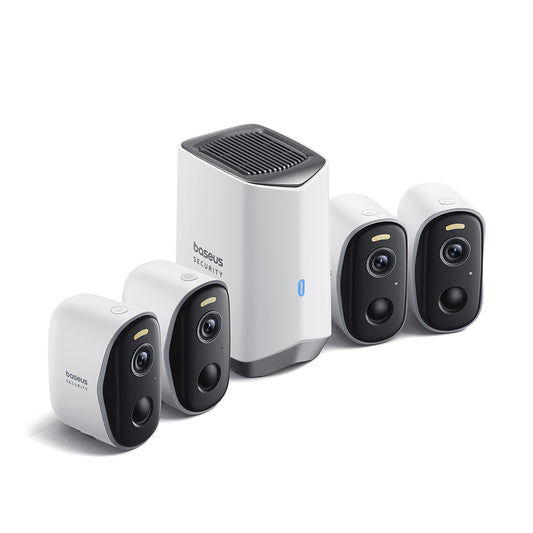 Caméra de Surveillance Baseus N1, Wi-Fi, 2K, IP67, Extérieur, Set 4 pièces, Blanche ACSLH-01