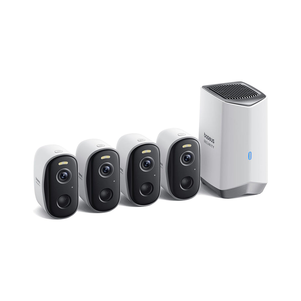 Baseus N1 Bewakingscamera, Wi-Fi, 2K, IP67, Buiten, Set van 4 stuks ACSLH-01