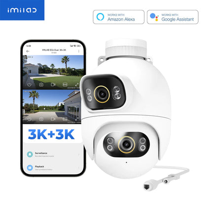 iMILAB EC6 Dual Bewakingscamera, Wi-Fi, 3K, IP66, Buiten CMSXJ68A