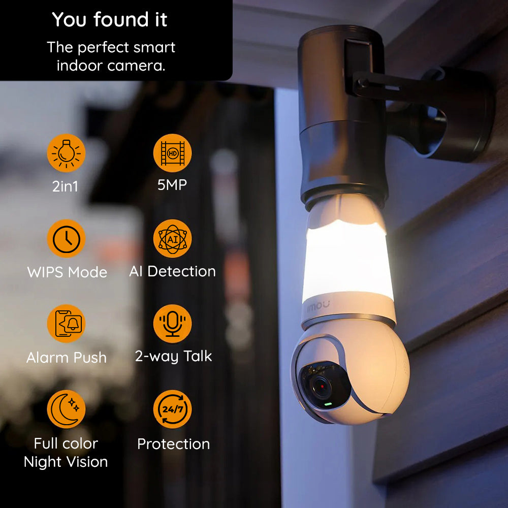 Imou Bulb Bewakingscamera, Wi-Fi, 2K, Binnen IPC-S6DP-5M0WEB-E27
