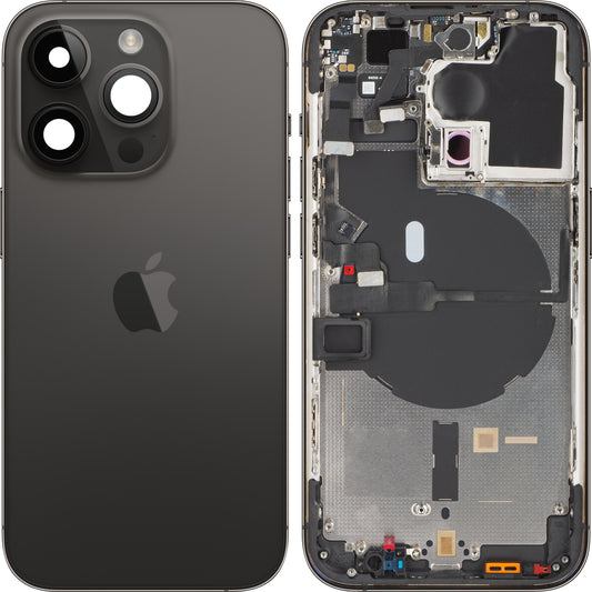 Apple iPhone 14 Pro Batteriefachabdeckung, mit Mittelgehäuse, Schwarz (Space Schwarz), Swap