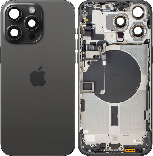 Batterijdeksel Apple iPhone 15 Pro Max, Met Middenbehuizing, Zwart (Black Titanium), Swap