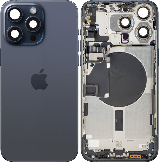 Batterijdeksel Apple iPhone 15 Pro Max, Met Middenbehuizing, Blauw (Blue Titanium), Swap