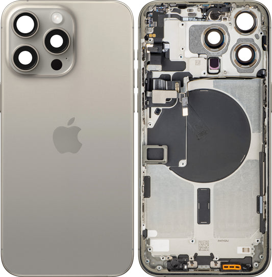 Batterijdeksel Apple iPhone 15 Pro Max, Met Middenbehuizing, Beige (Natural Titanium), Swap