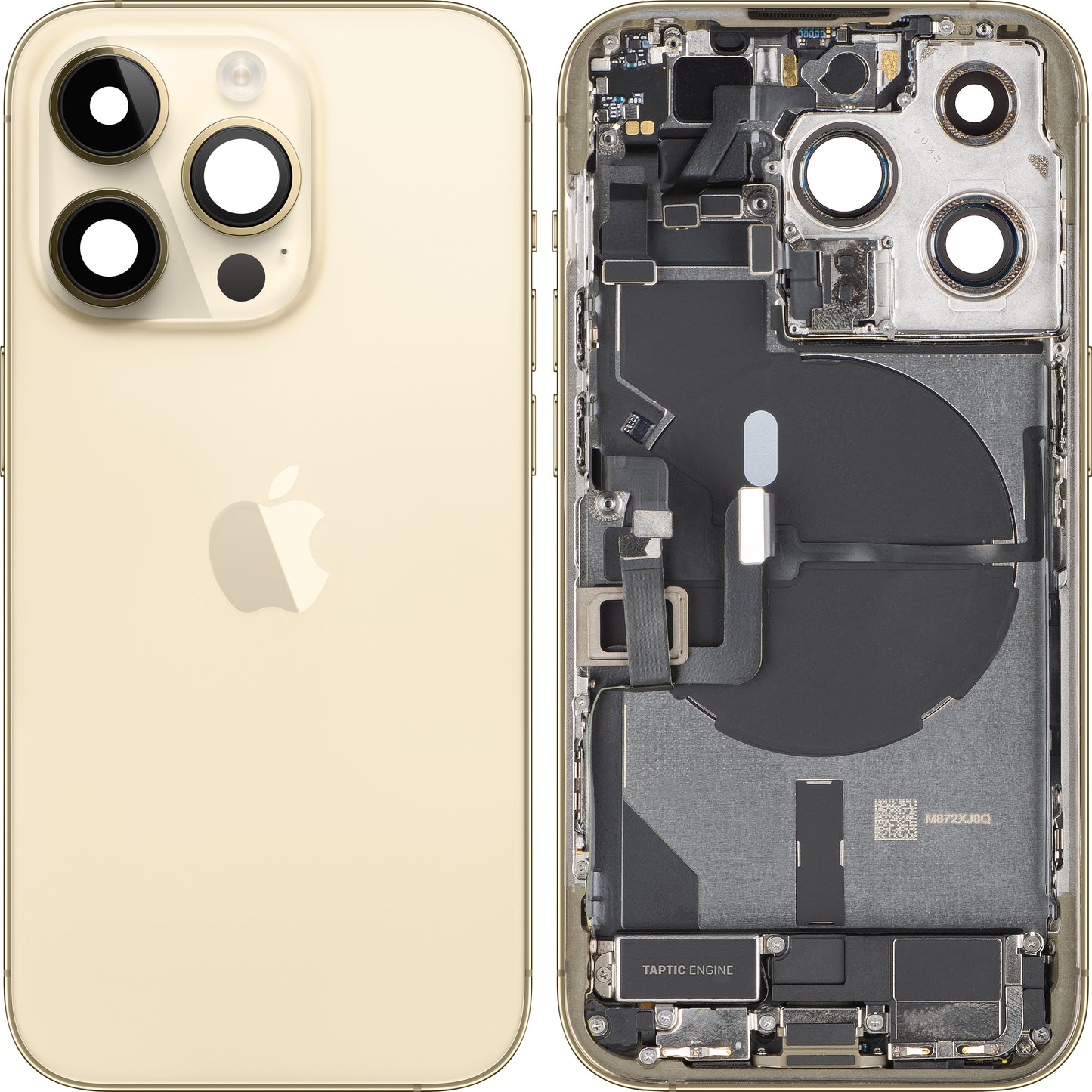 Apple iPhone 14 Pro Battery Cover, With Middle Frame, Full Parts, Gold, Swap