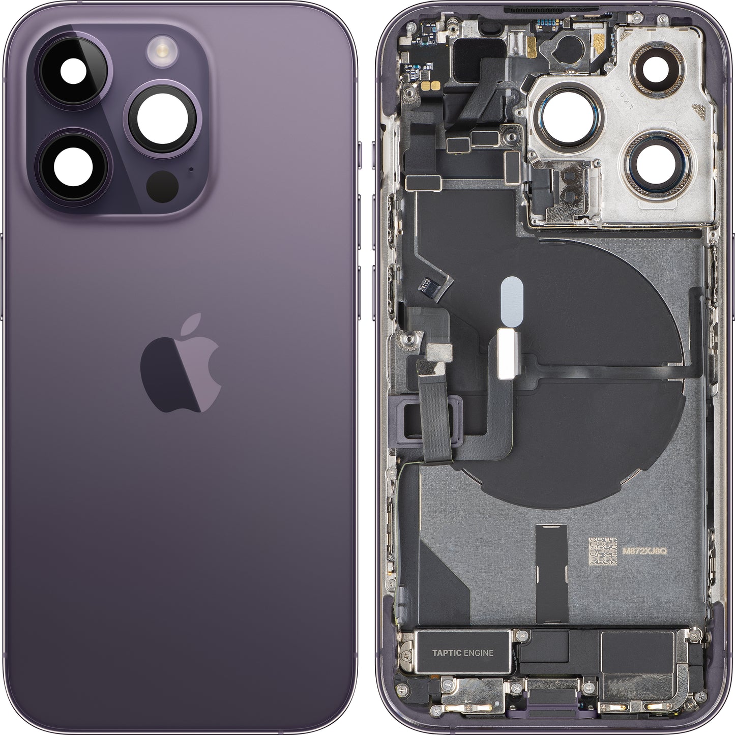 Batterijdeksel Apple iPhone 14 Pro, Met Middenbehuizing, Volledige Onderdelen, Paars (Deep Purple), Swap