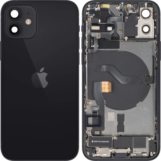 Batterijdeksel Apple iPhone 12, Met Middenbehuizing, Volledige Onderdelen, Zwart, Swap