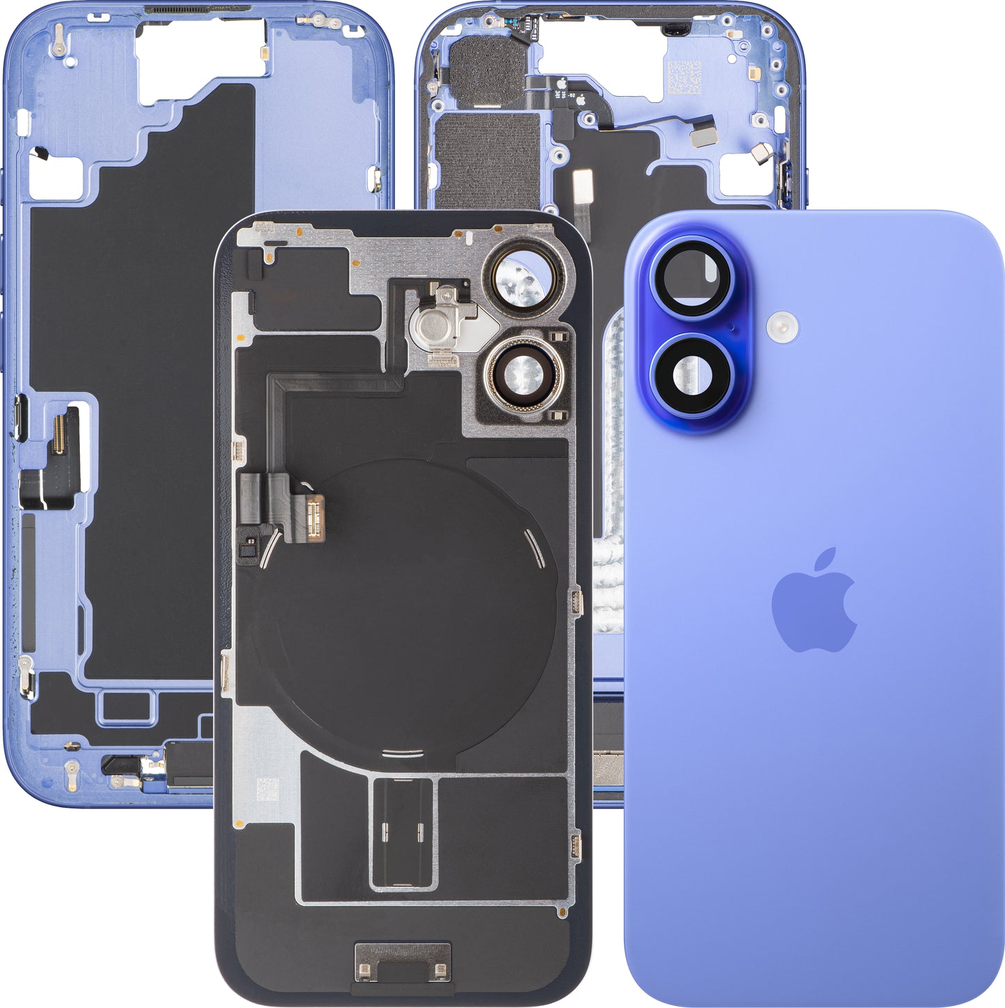 Apple iPhone 16 Batterij Cover, Met Middenbehuizing, Volledige Onderdelen, Blauw (Ultramarijn), Swap