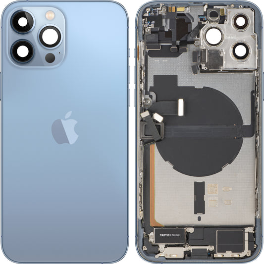 Couvercle de batterie Apple iPhone 13 Pro Max, avec boîtier intermédiaire, toutes pièces incluses, Bleu (Sierra Blue), Échange
