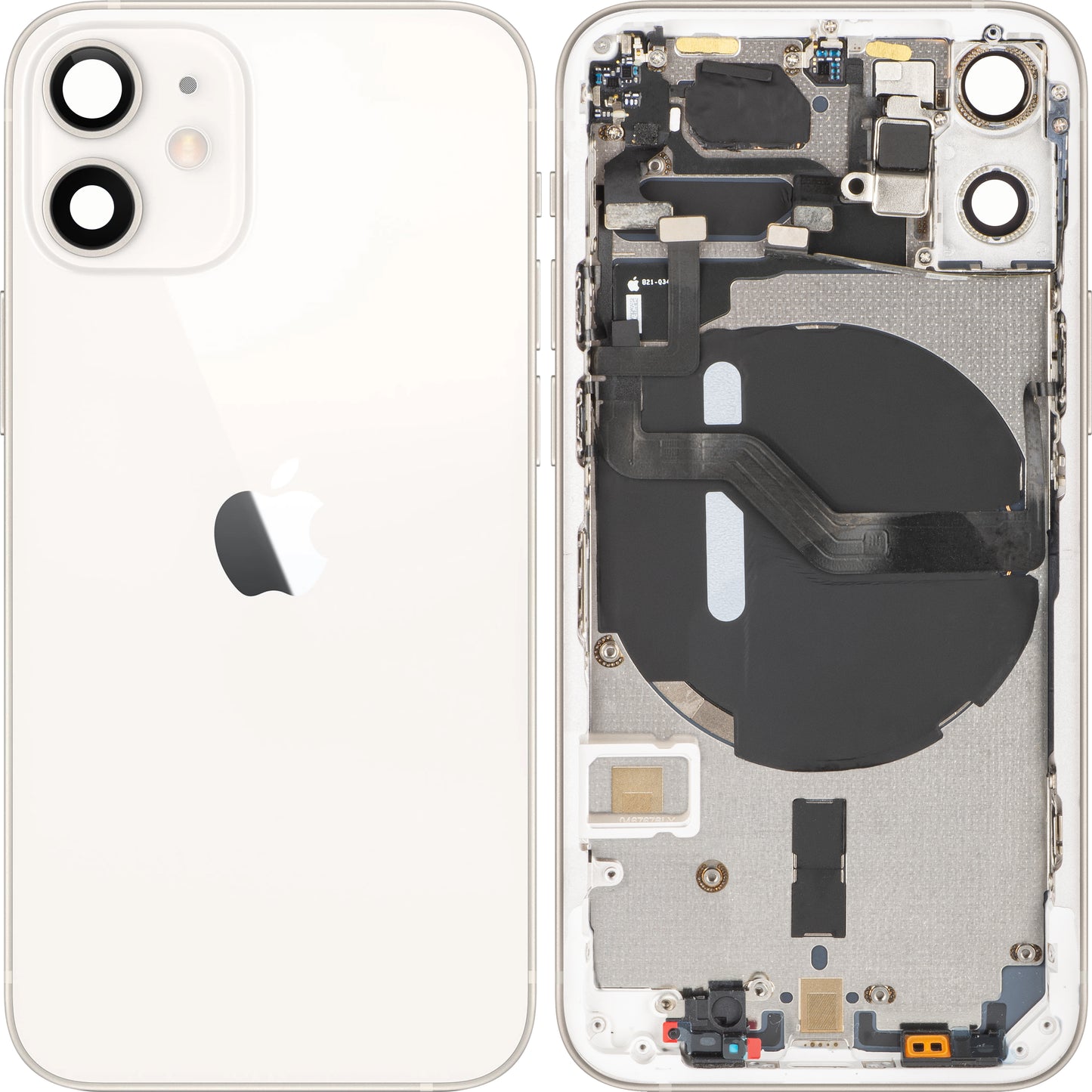 Batterijdeksel Apple iPhone 12 mini, Met Middenbehuizing, Wit, Swap