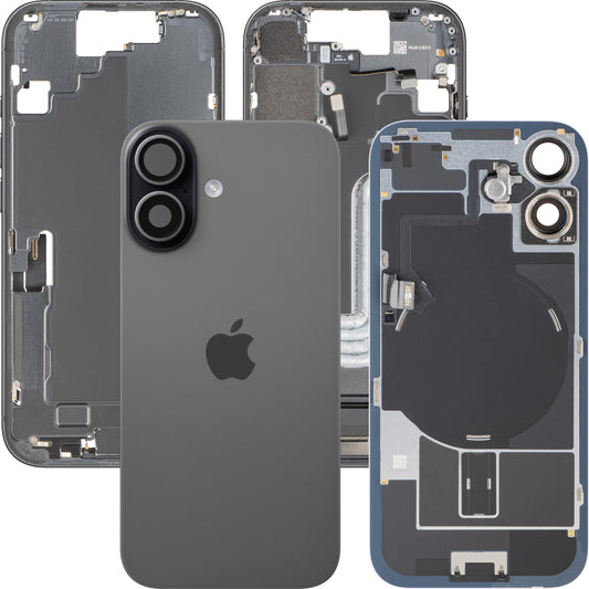 Batterijdeksel Apple iPhone 17, Met Middenbehuizing, Volledige Onderdelen, Zwart, Swap