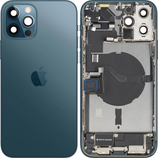 Batterijdeksel Apple iPhone 12 Pro, Met Middenbehuizing, Volledige Onderdelen, Blauw (Pacific Blue), Swap