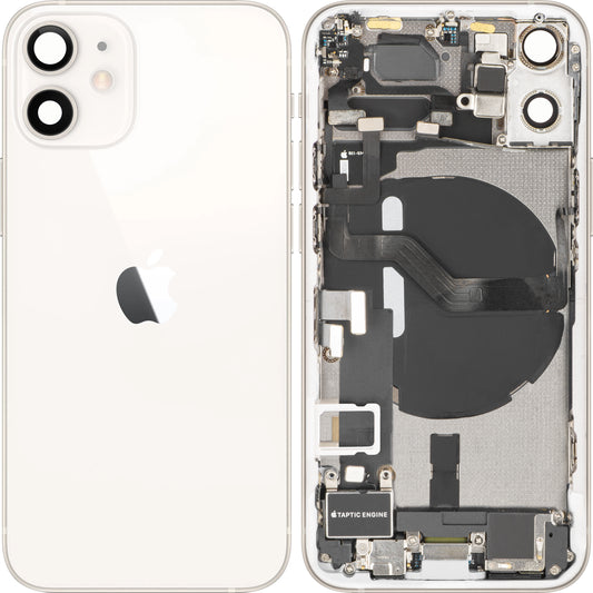 Batterijklep Apple iPhone 12 mini, met middenbehuizing, volledige onderdelen, wit, swap