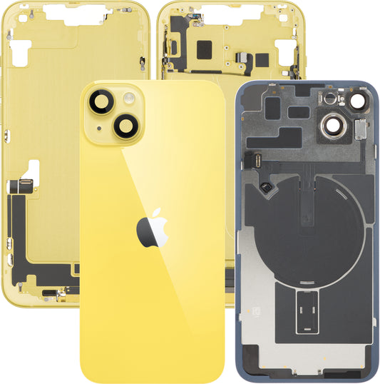 Batteriedeckel Apple iPhone 14 Plus, mit Mittelgehäuse, Komplettteile, Gelb, Premium Swap