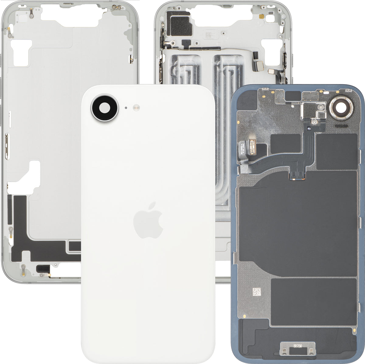 Batteriedeckel Apple iPhone 16e, mit Mittelgehäuse, Weiß, Premium Swap