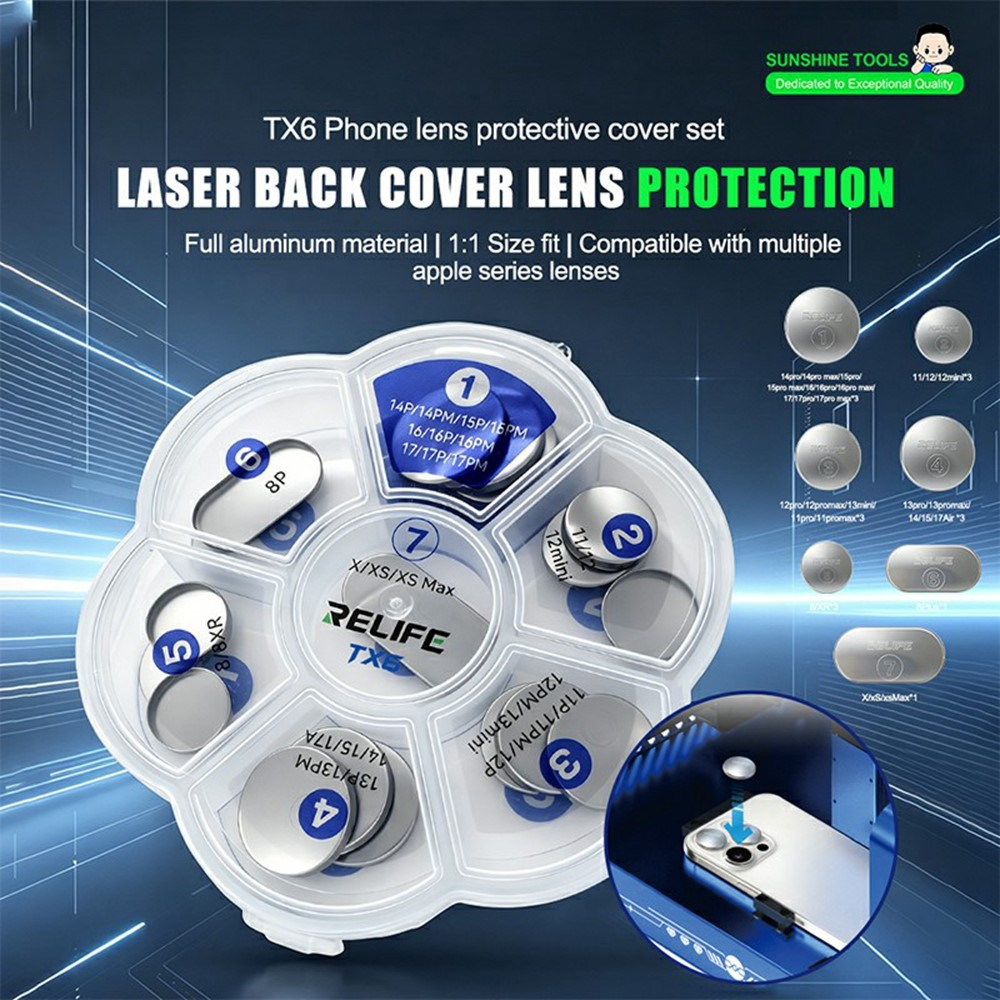 Capuchon de Protection pour Objectif de Caméra Téléphone Relife TX6 pour Apple iPhone 8 - 17 Series