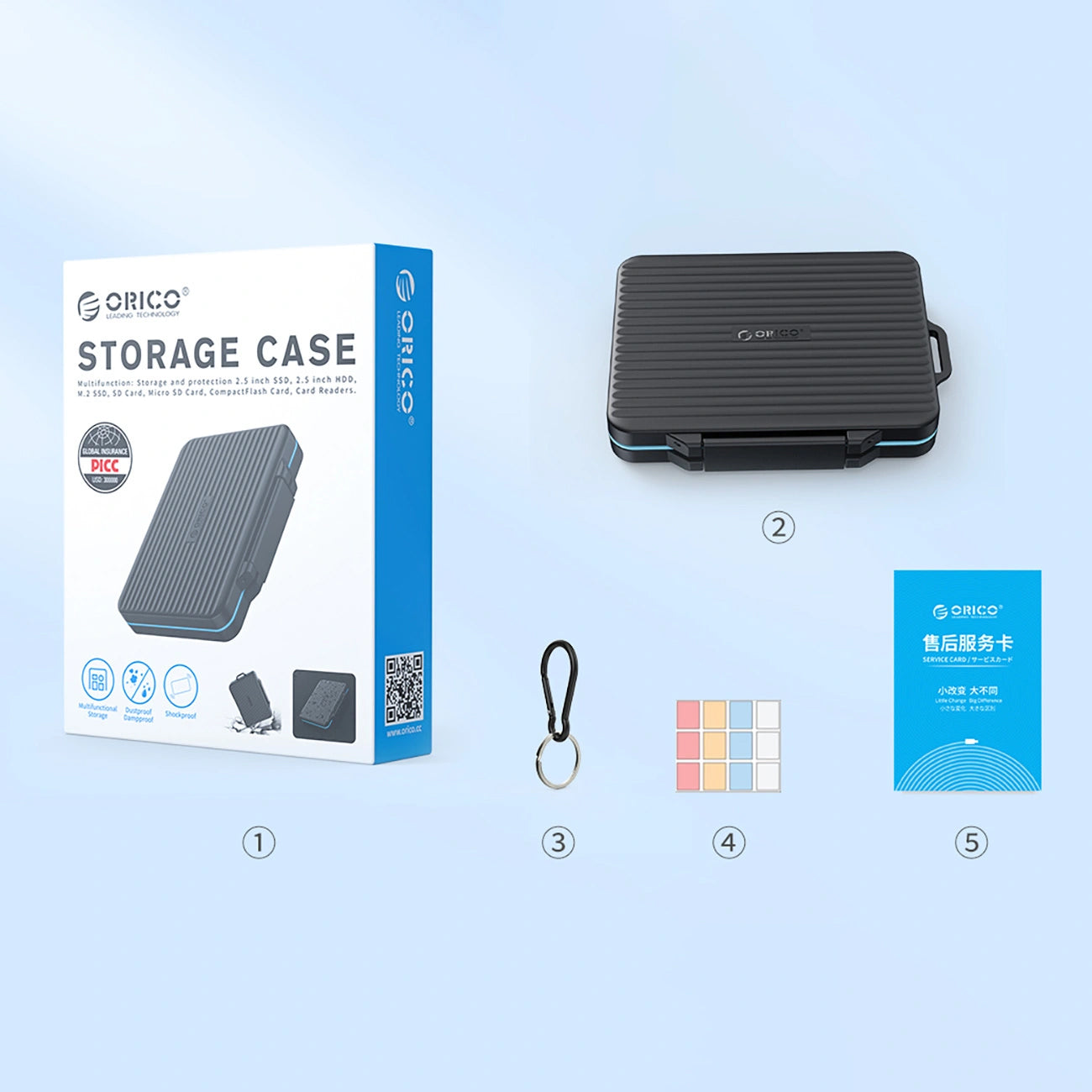Orico PHCD-3 Protective Case for SD / microSD Memory Cards, Black