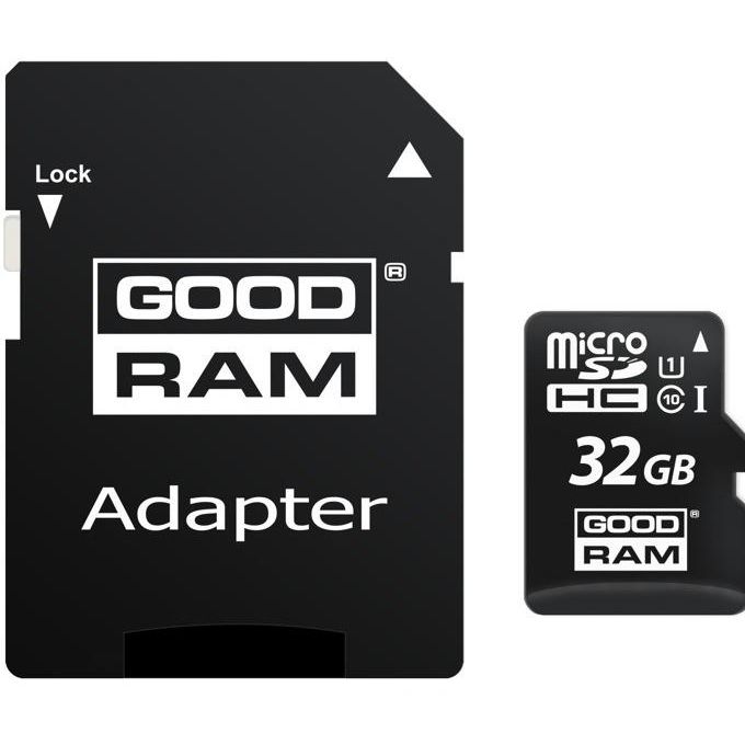Carte Mémoire microSDHC GoodRam, 32Go, Classe 10 / UHS-1 U1, Avec Adaptateur