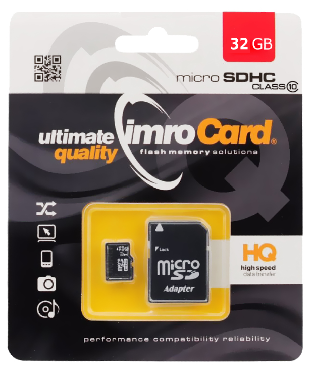 Imro microSDHC Geheugenkaart, 32Gb, Klasse 10 / UHS-1 U1, Met Adapter
