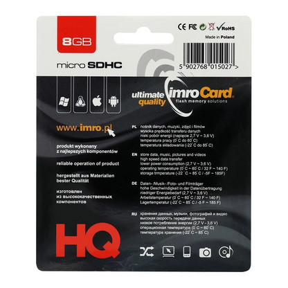 Imro microSDHC Memory Card, 8GB, Class 4