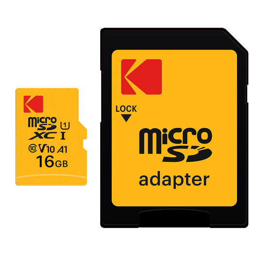 Speicherkarte microSDHC Kodak Premium Performance, 16Gb, Klasse 10 / UHS-1 U1, mit Adapter EKMSDM16GHC10K