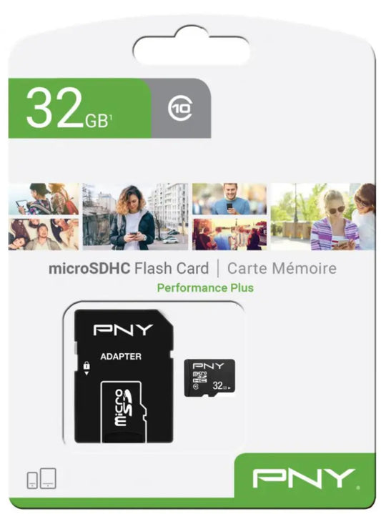 Speicherkarte microSDHC PNY Performance Plus, 32Gb, Klasse 10, mit Adapter P-SDU32G10PPL-GE