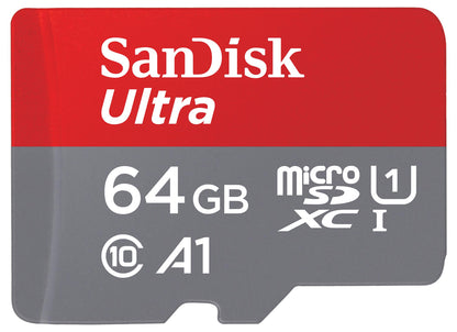 SanDisk Ultra Android A1 microSDXC Speicherkarte, 64Gb, Klasse 10 / UHS-1 U1, mit Adapter SDSQUAB-064G-GN6MA