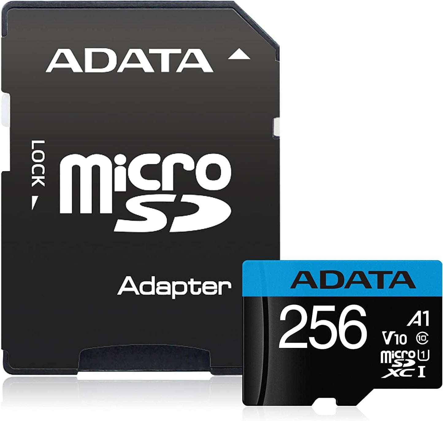 microSDXC Geheugenkaart Adata Premier, 256Gb, Klasse 10 / UHS-1 U1, Met Adapter AUSDX256GUICL10A1-RA1