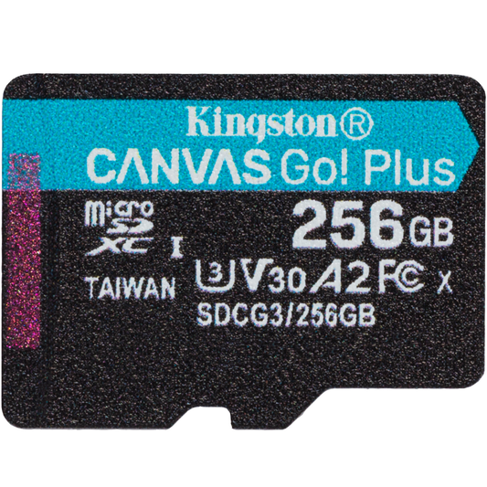 Geheugenkaart microSDXC Kingston Canvas Go Plus, 256Gb, Klasse 10 / UHS-1 U3 SDCG3/256GBSP 