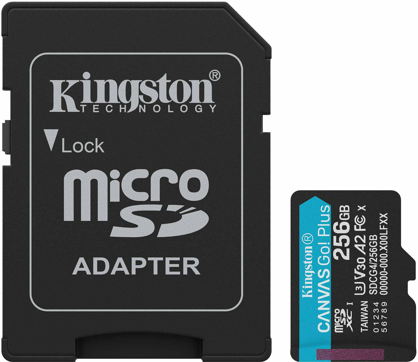 Kingston Canvas Go Plus Android A2 microSDXC Speicherkarte, 256Gb, Klasse 10 / UHS-1 U3, mit Adapter SDCG4/256GB